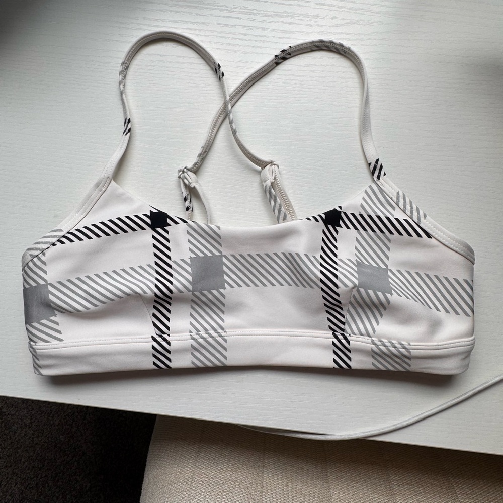 Plaid Women's ALO Sports Bra - Black and White